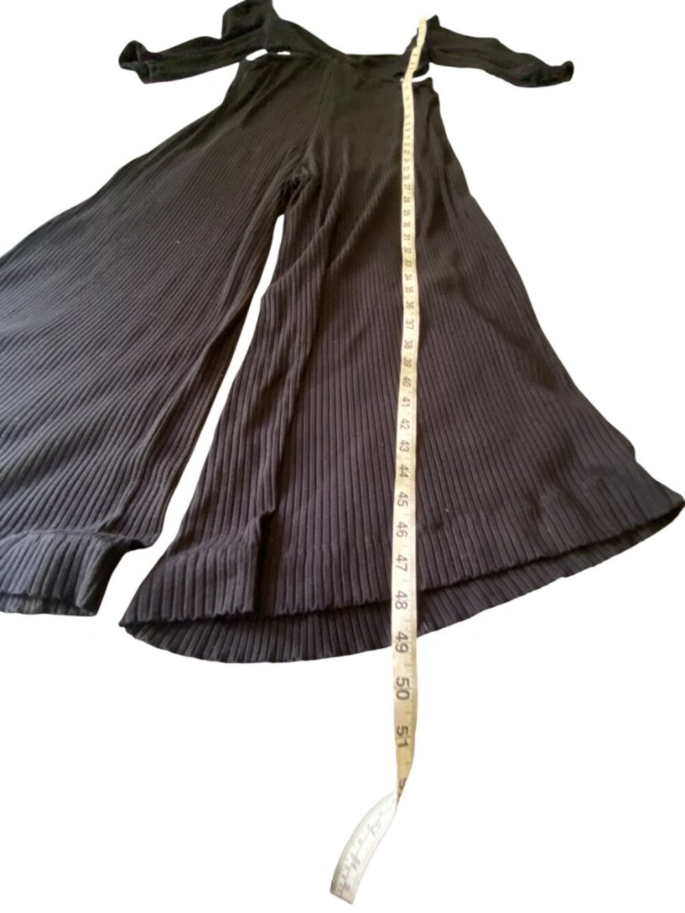 FARM Rio Ribbed Wide-Leg Jumpsuit Black GG - Picture 6 of 9